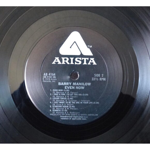 Barry Manilow Even Now LP Vinyl 1978 Arista Records AB 4164 - Picture 12 of 12